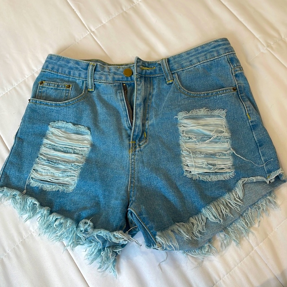 Womens Denim Short Shorts with rips